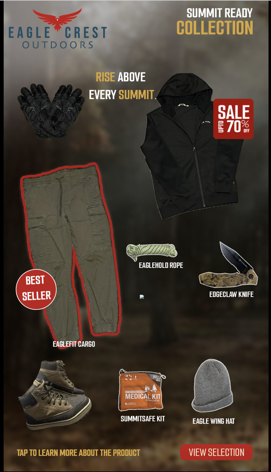 Eaglecrest Outdoors retail collection interface screen